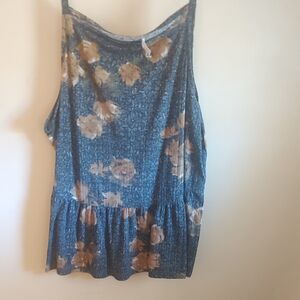 Maurices Heather Charcoal Grey Floral Ruffle-Hem Camisole
